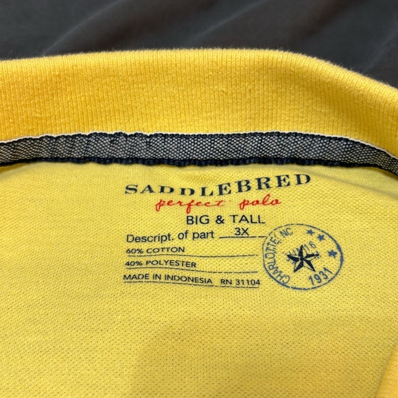 SADDLEBRED MENS POLO 3x BIG & TALL YELLOW - Picture 5 of 5